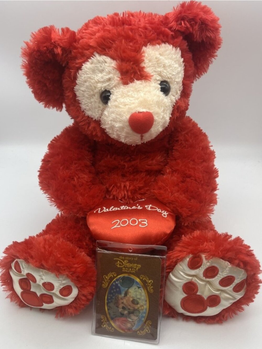 Disney Hidden Mickey Pre Duffy Red 2003 Valentine's Bear Plush 17"